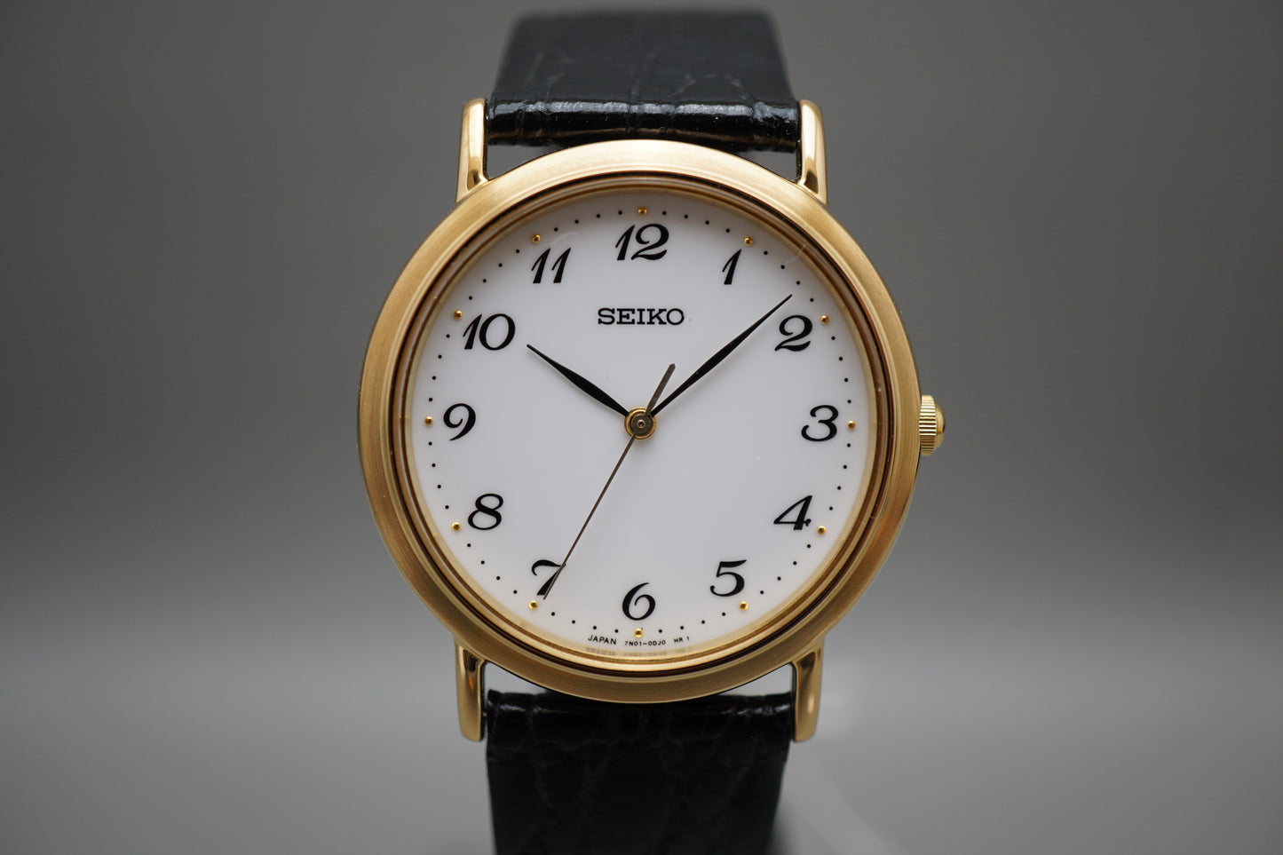 Seiko Spirit SCDP030 7N01 Gold Tone White Numeral Dial Quartz Watch