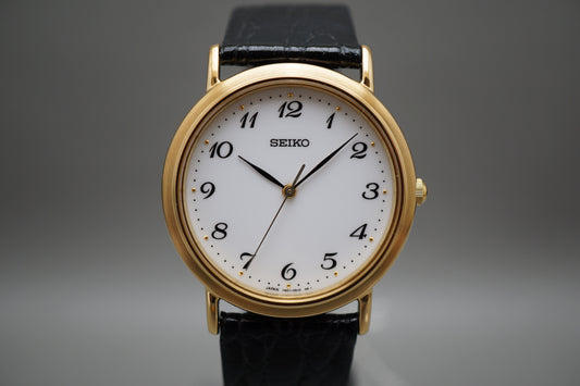 Seiko Spirit SCDP030 7N01 Gold Tone White Numeral Dial Quartz Watch