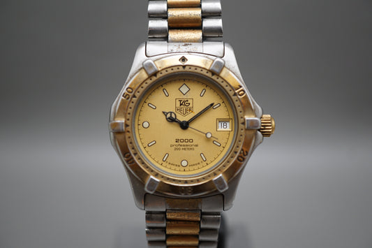 Vintage Tag Heuer 2000 964.013 Two Tone Gold Dial Professional Quartz Watch