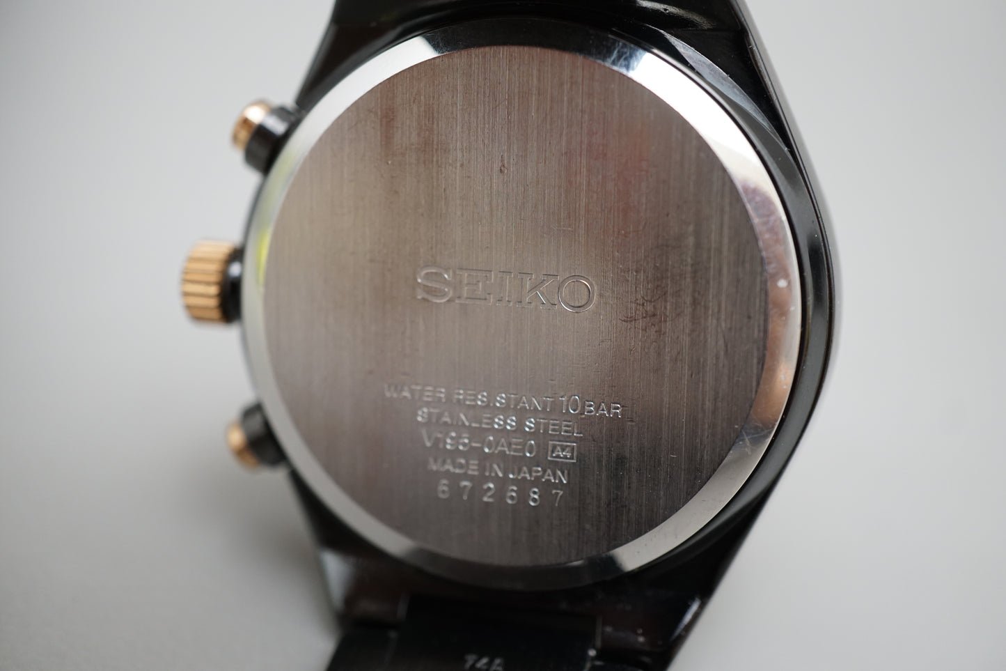 Seiko Spirit SBPJ039 V195 Black Rose Gold Tone World Time Solar Quartz Watch