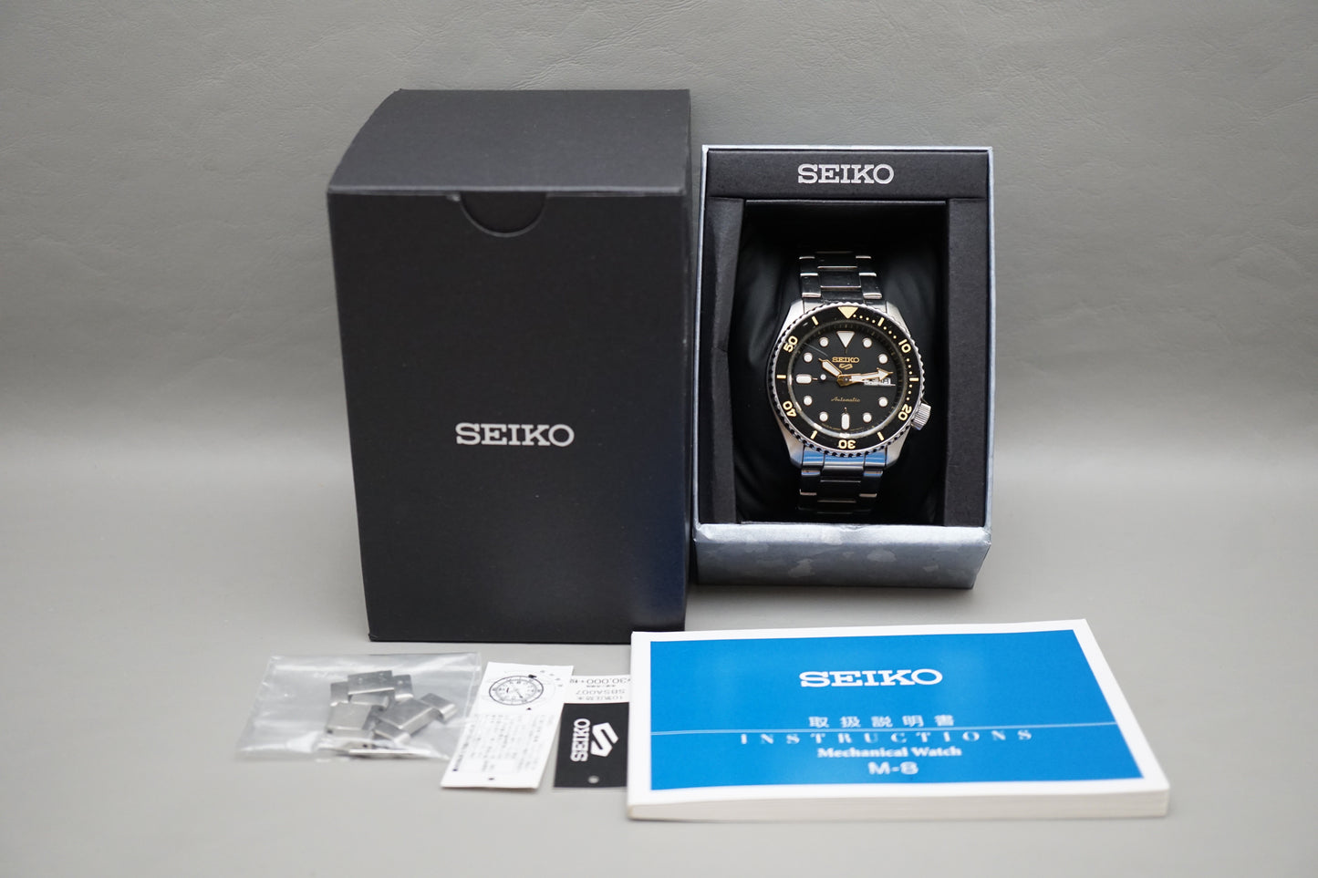 Seiko 5 Sports SBSA007 4R36 '5KX' Sports Style Black Gold Dial Automatic Watch