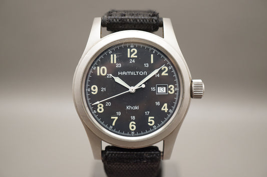 Hamilton Khaki 000092 Field Black Dial Swiss ETA Quartz 42mm Field Watch