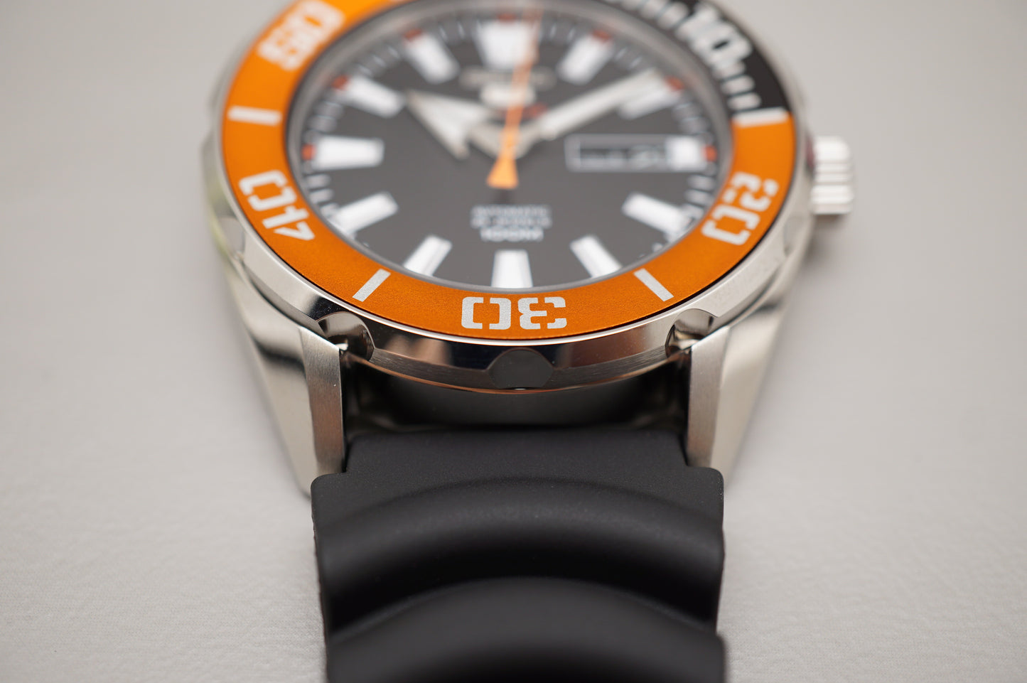 New Seiko 5 Sports SRPC59J1 4R36 Black Orange 100M Automatic Watch Japan Made