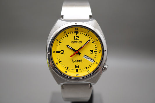 Seiko S-Wave SKX255 7S26 Yellow Dial Automatic Watch Rare Original Bracelet