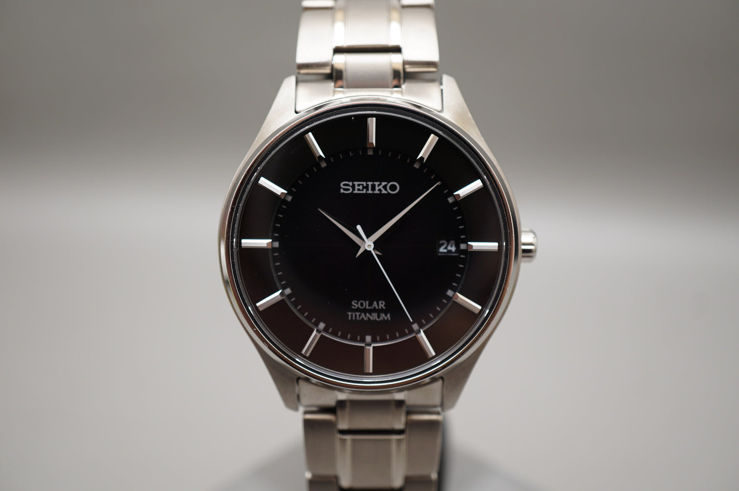 Seiko Selection SBPX103 V157 Black Dial Titanium Solar Quartz Watch