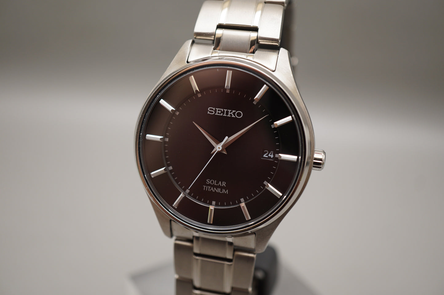 Seiko Selection SBPX103 V157 Black Dial Titanium Solar Quartz Watch