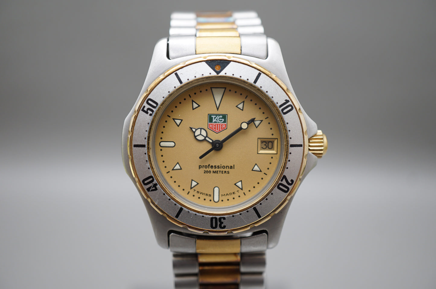 Tag Heuer 2000 Professional 974.013F Gold Dial Two Tone 200M Quartz Watch