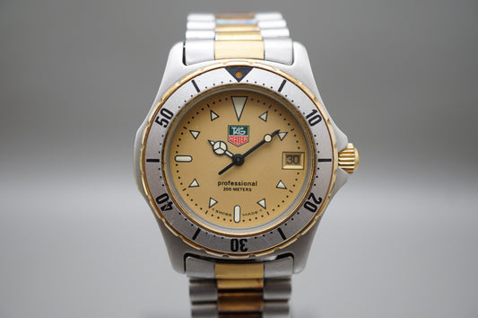 Tag Heuer 2000 Professional 974.013F Gold Dial Two Tone 200M Quartz Watch