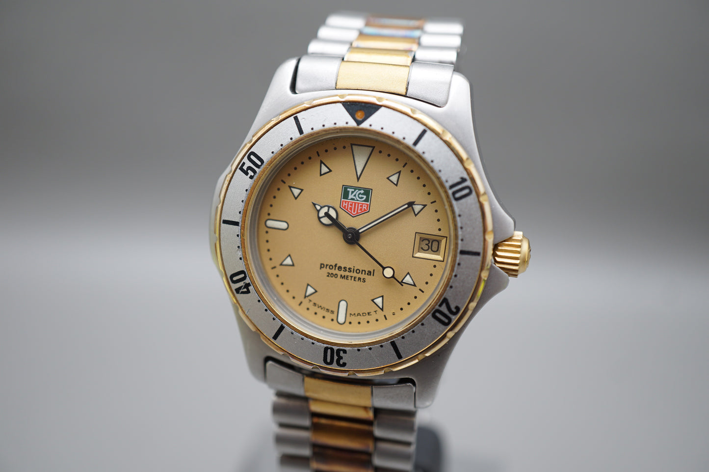 Tag Heuer 2000 Professional 974.013F Gold Dial Two Tone 200M Quartz Watch