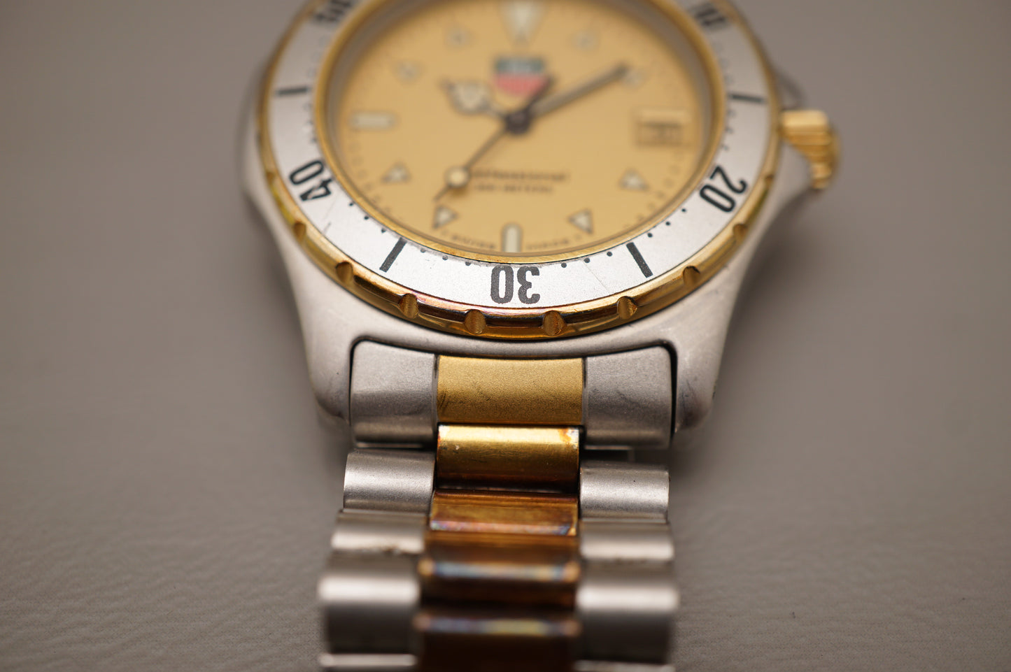 Tag Heuer 2000 Professional 974.013F Gold Dial Two Tone 200M Quartz Watch