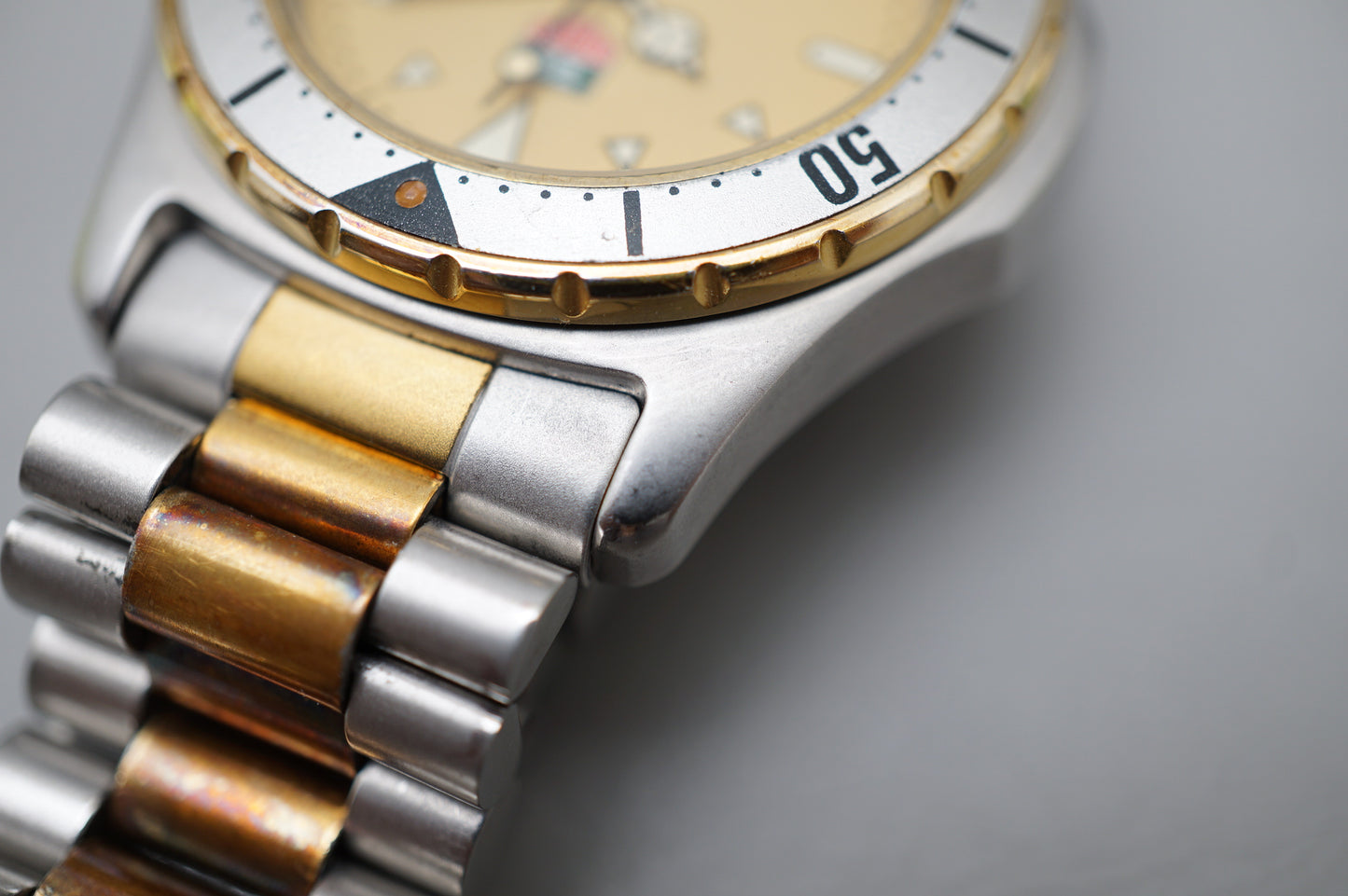 Tag Heuer 2000 Professional 974.013F Gold Dial Two Tone 200M Quartz Watch