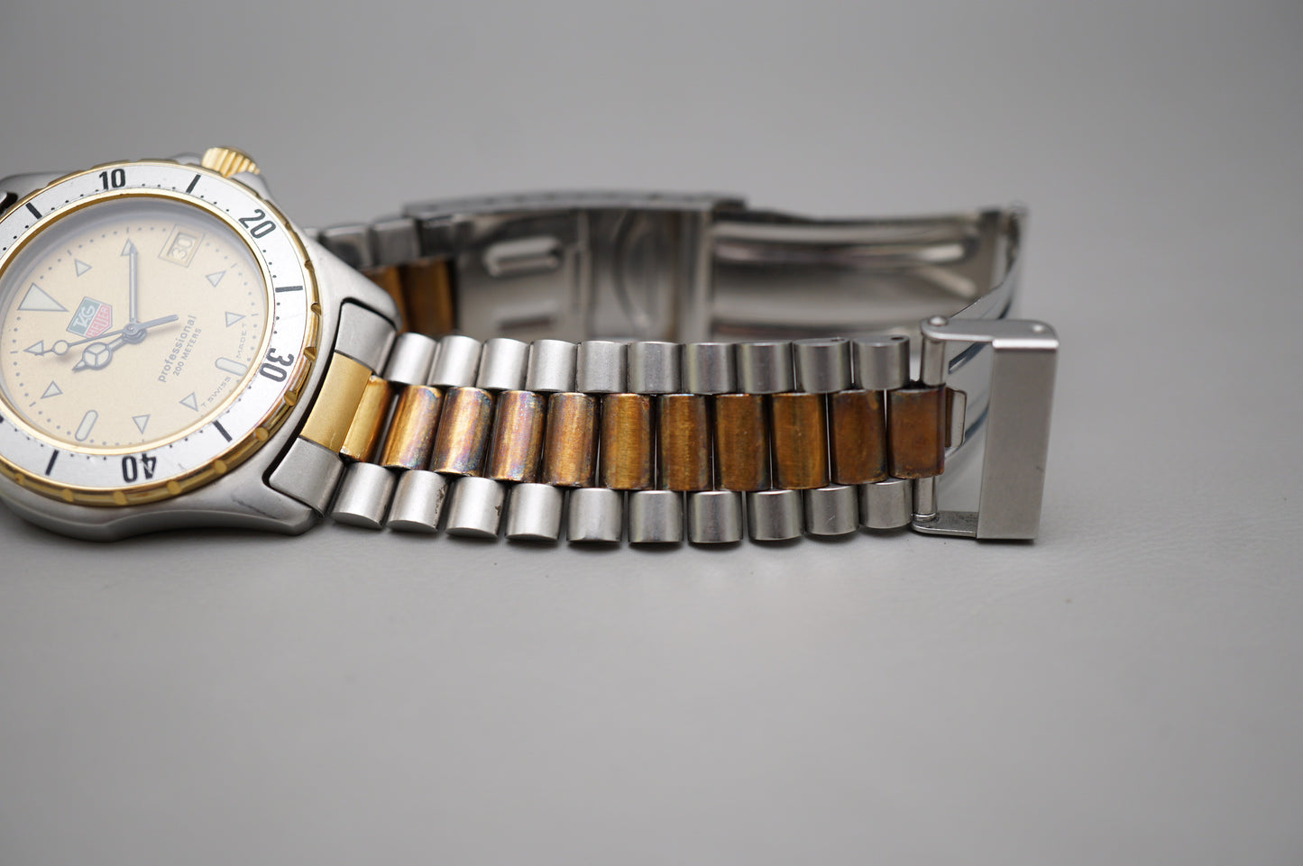 Tag Heuer 2000 Professional 974.013F Gold Dial Two Tone 200M Quartz Watch