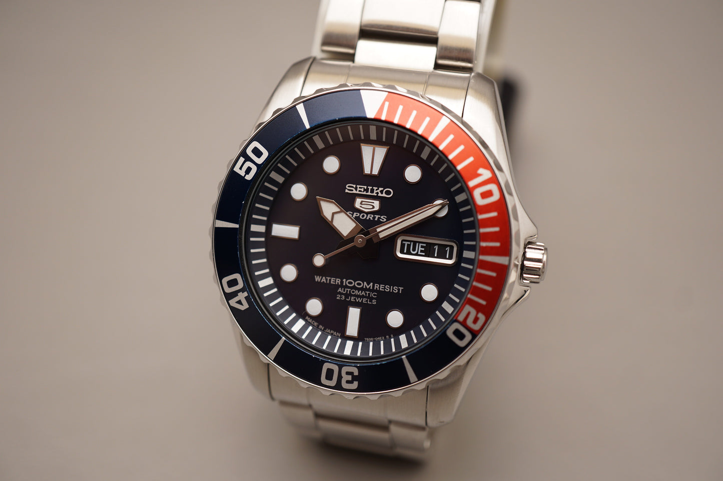 Seiko 5 Sports SNZF15J1 7S36 Pepsi Sea Urchin 100M Automatic Watch Japan Made