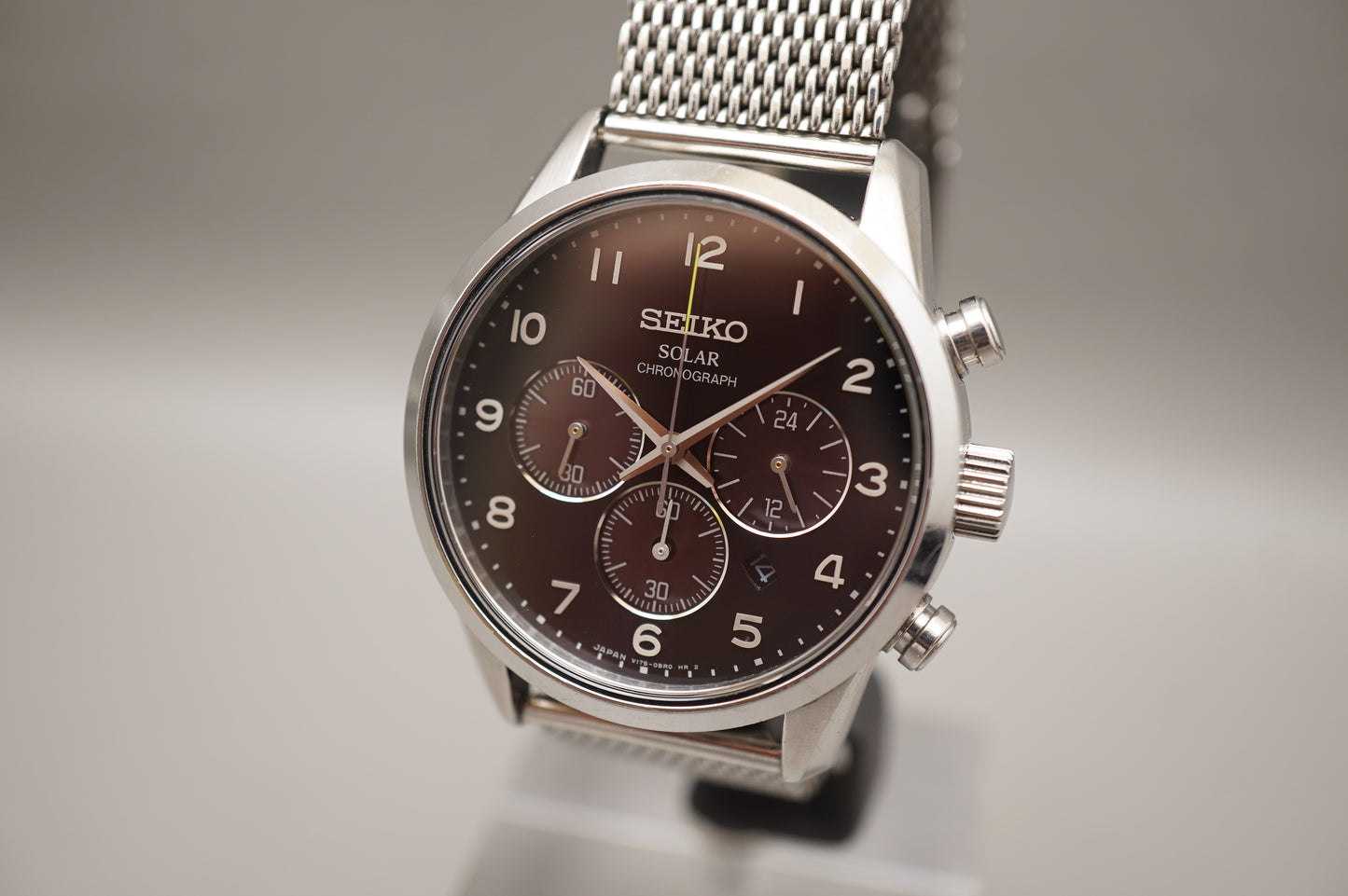 Seiko Spirit SBPY089 V175 Black Dial Chronograph Solar Quartz Watch