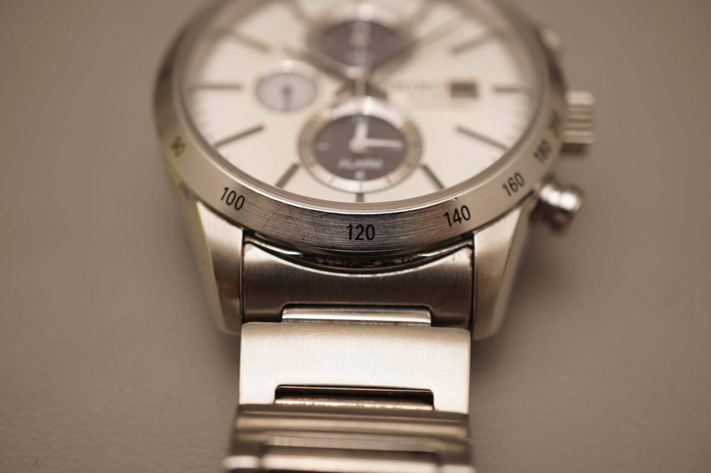 Seiko Spirit SBPY113 V172 JDM White Panda Dial Chronograph Solar Quartz Watch