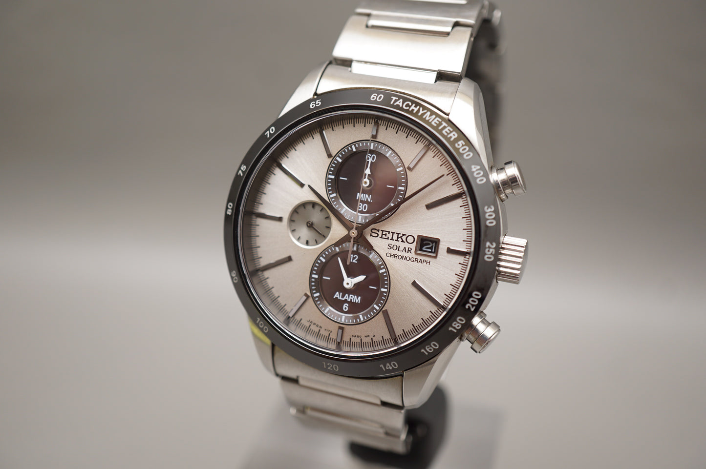 Seiko Spirit SBPY117 V172 JDM White Panda Dial Chronograph Solar Quartz Watch