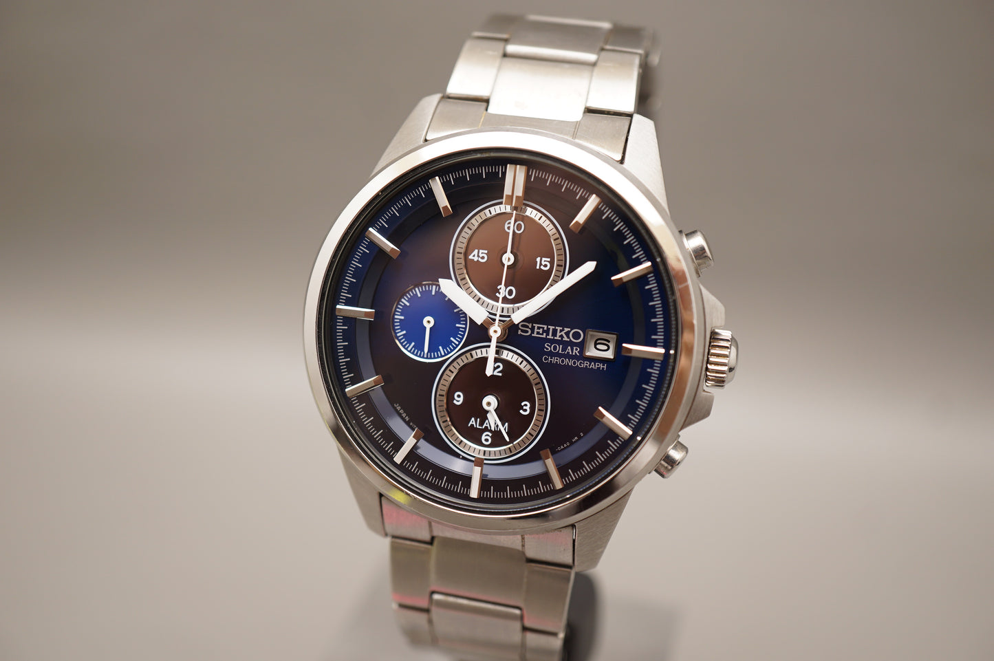 Seiko Spirit SBPY007 V172 Blue Dial JDM Solar Quartz Chronograph Watch