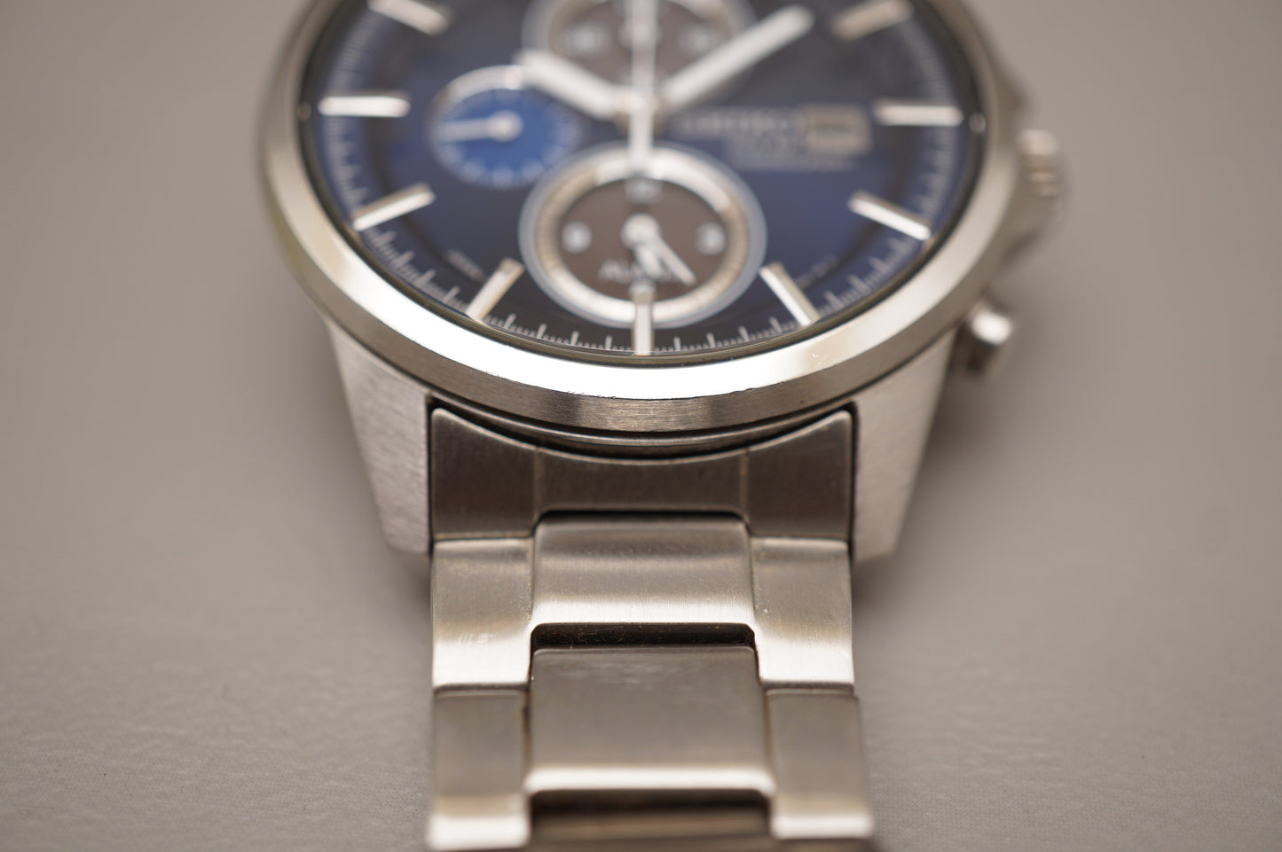 Seiko Spirit SBPY007 V172 Blue Dial JDM Solar Quartz Chronograph Watch