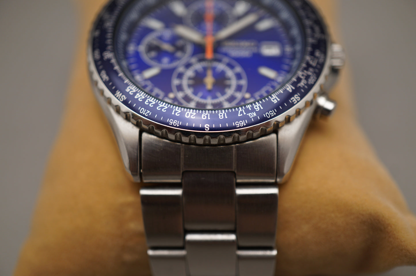 Seiko SND255 7T92 Flightmaster Pilot Chronograph Blue Slide Rule Quartz Watch
