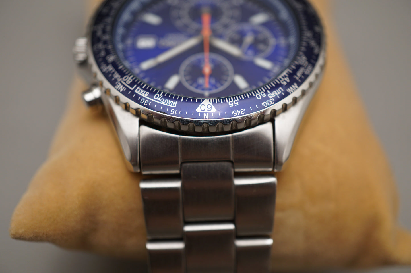 Seiko SND255 7T92 Flightmaster Pilot Chronograph Blue Slide Rule Quartz Watch
