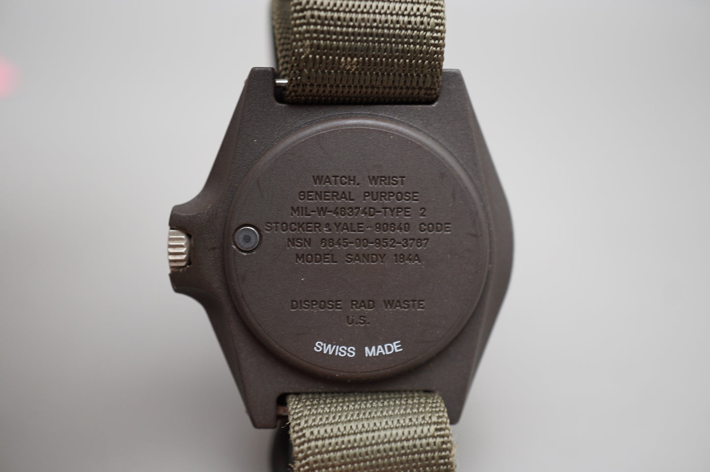 Stocker and Yale MIL-W-46374D Type 2 Sandy 184A Military Mechanical Swiss Watch