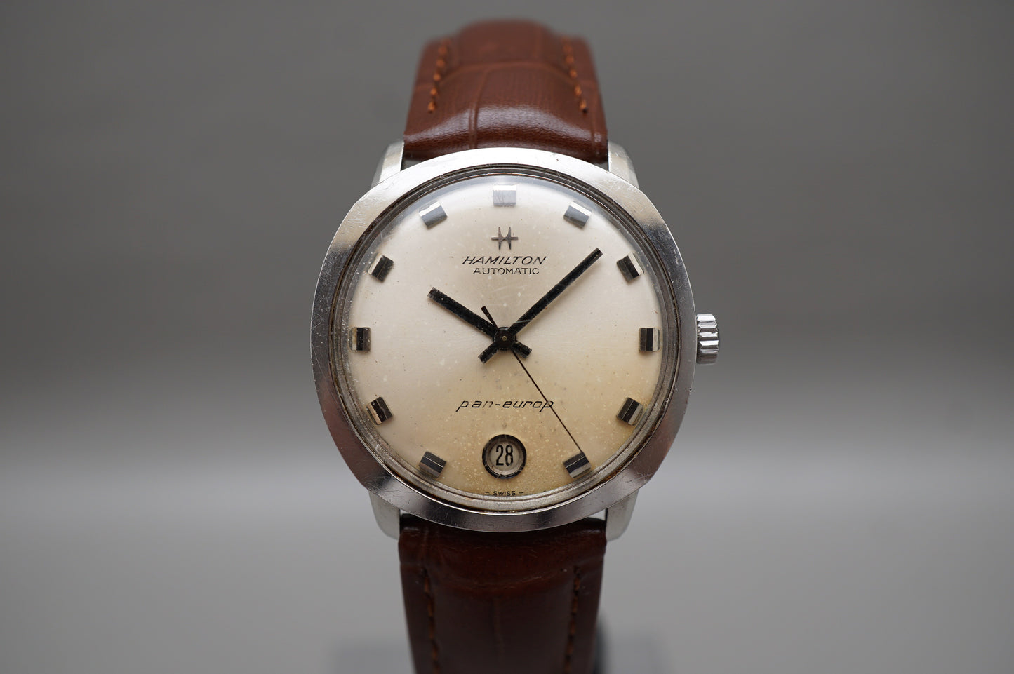Vintage 1970s Hamilton Pan-Europ 64045-3 Swiss Steel Date Automatic Watch