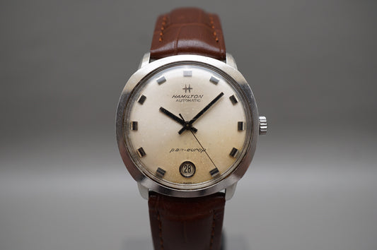 Vintage 1970s Hamilton Pan-Europ 64045-3 Swiss Steel Date Automatic Watch