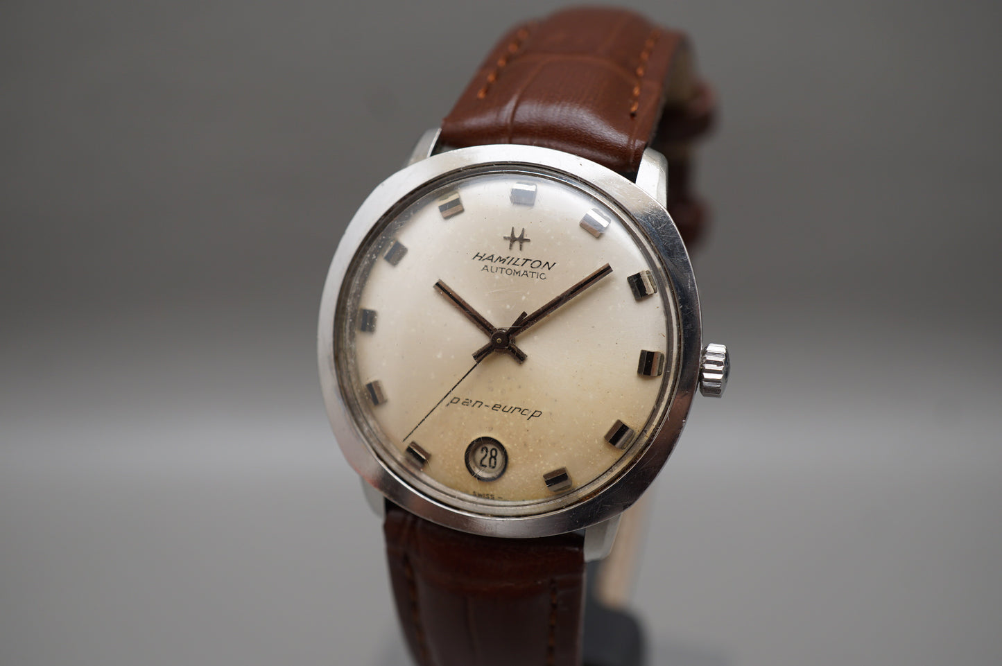 Vintage 1970s Hamilton Pan-Europ 64045-3 Swiss Steel Date Automatic Watch