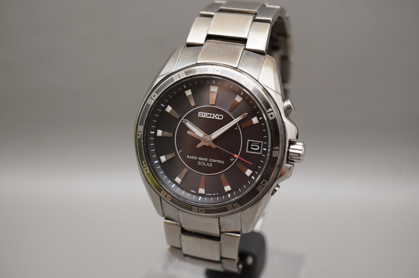 Seiko 7B42-0AH0 Black Dial Radio Wave Solar Quartz Titanium JDM Watch