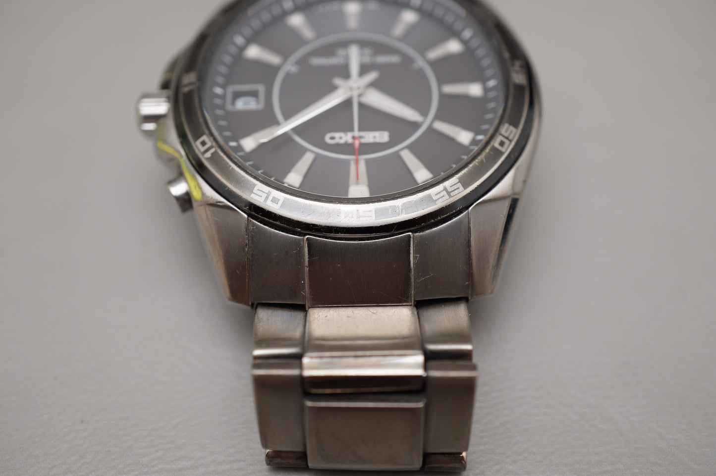 Seiko 7B42-0AH0 Black Dial Radio Wave Solar Quartz Titanium JDM Watch