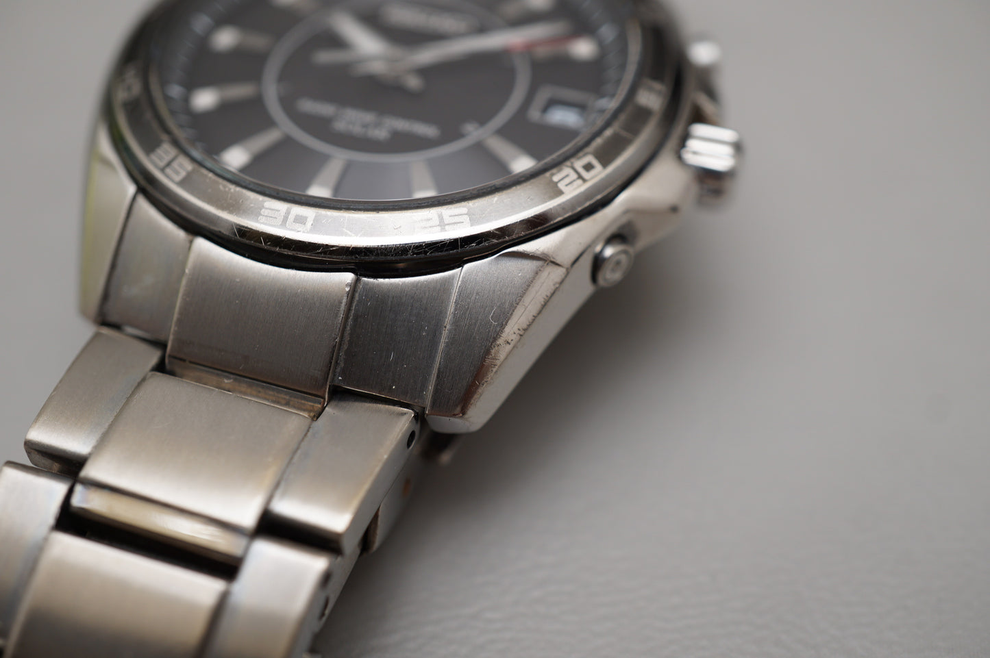 Seiko 7B42-0AH0 Black Dial Radio Wave Solar Quartz Titanium JDM Watch