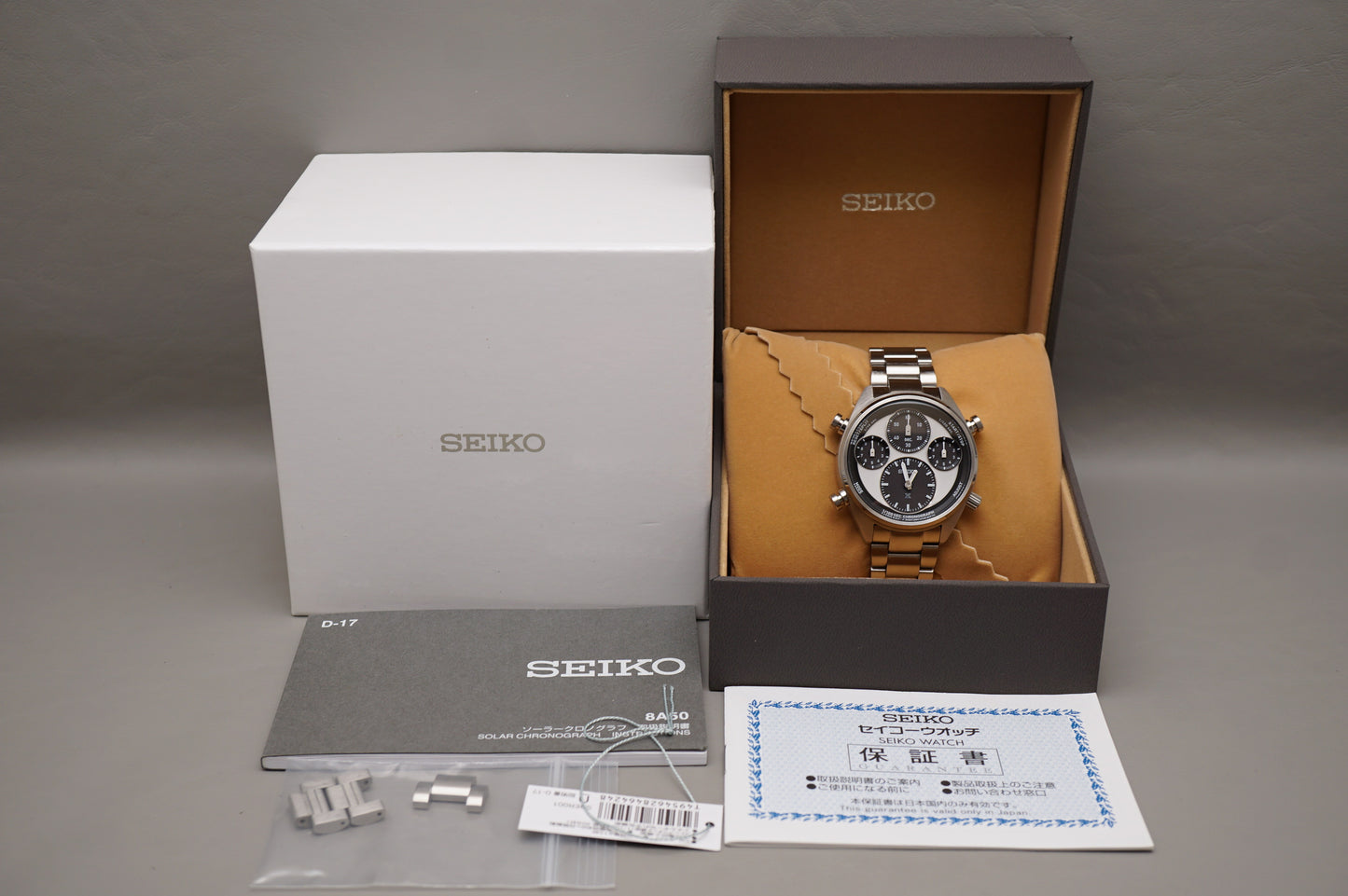 Seiko Prospex SBER001 8A50 Panda White Dial Speedtimer JDM Solar Quartz Watch