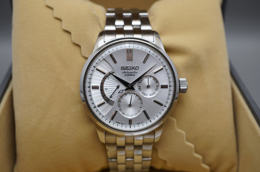 Seiko SARC015 6R21 Silver Dial Power Reserve Day-Date Automatic Watch