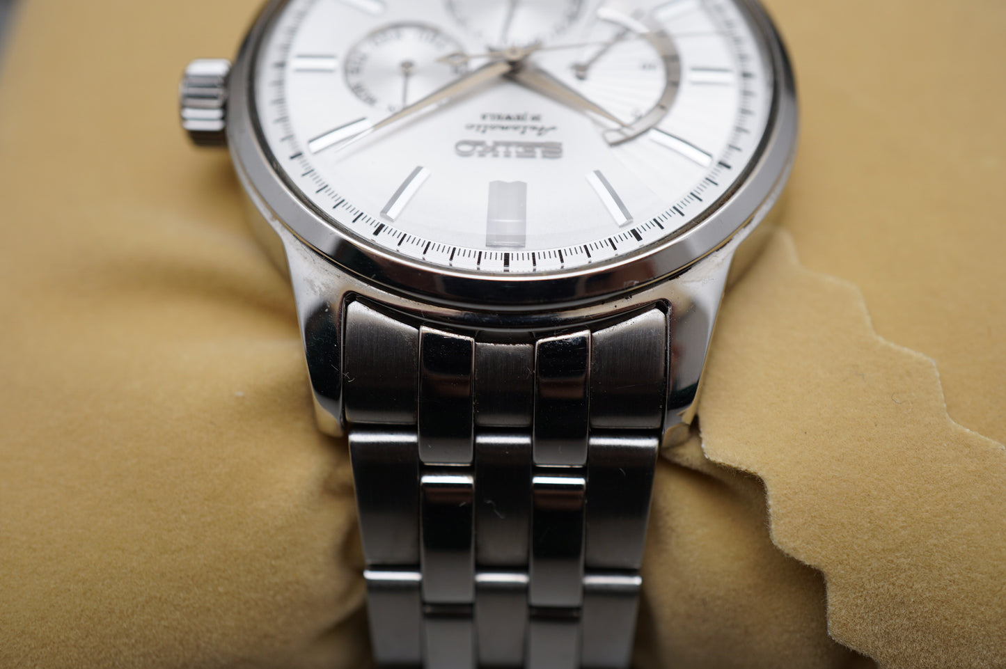 Seiko SARC015 6R21 Silver Dial Power Reserve Day-Date Automatic Watch