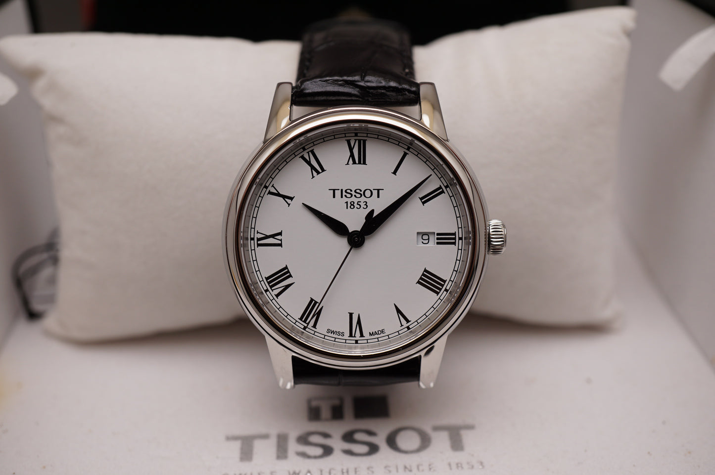 Tissot T085.410.16.013.00 White Dial Black Leather Swiss Quartz Watch