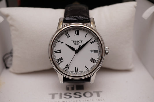 Tissot T085.410.16.013.00 White Dial Black Leather Swiss Quartz Watch
