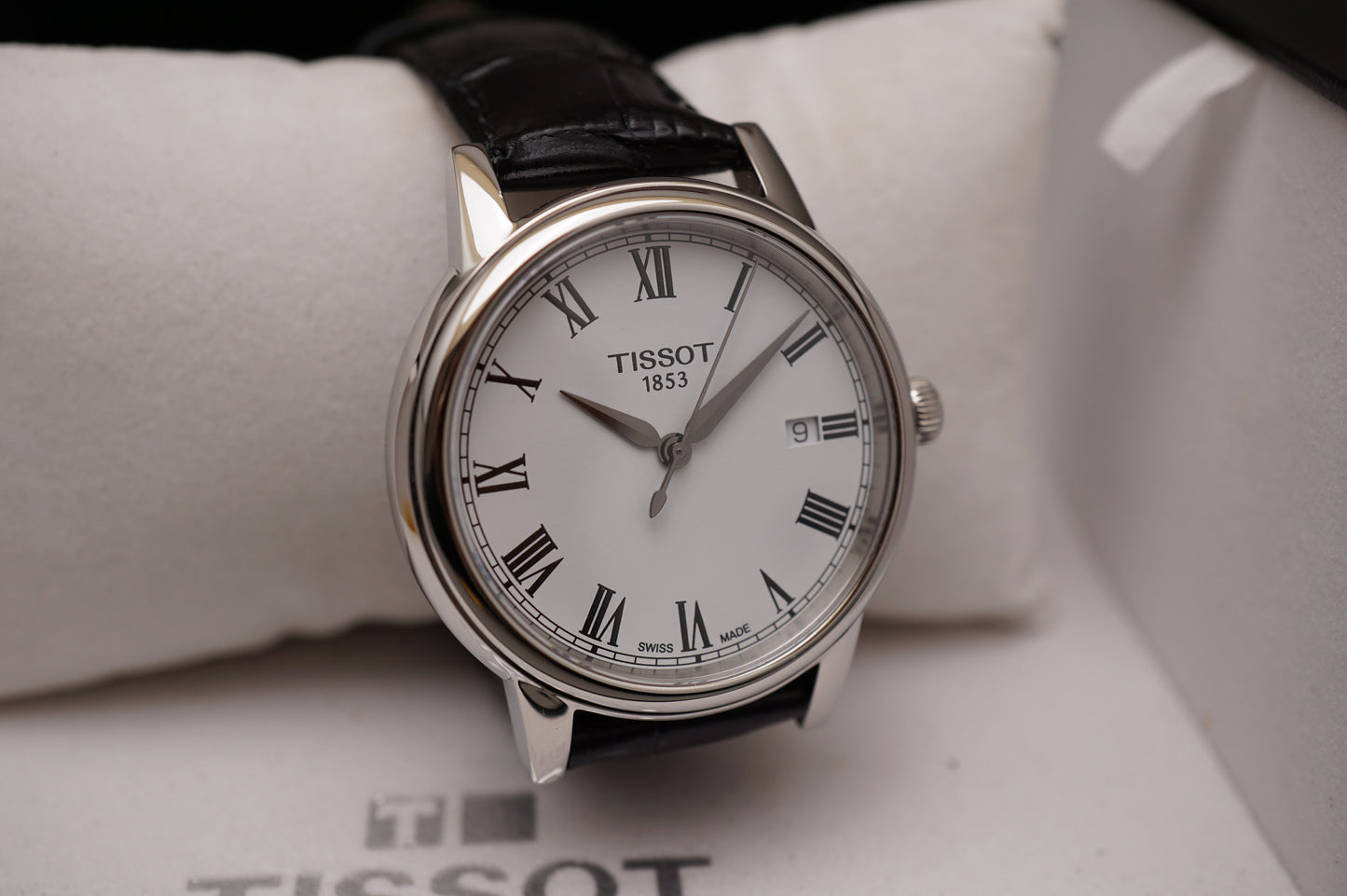 Tissot T085.410.16.013.00 White Dial Black Leather Swiss Quartz Watch