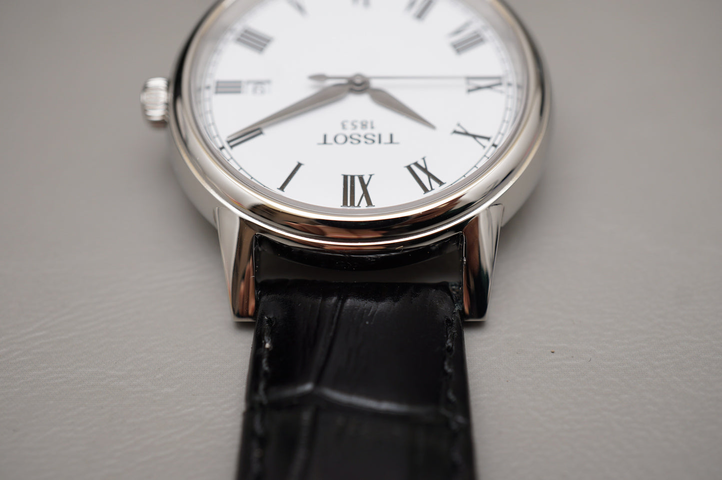 Tissot T085.410.16.013.00 White Dial Black Leather Swiss Quartz Watch