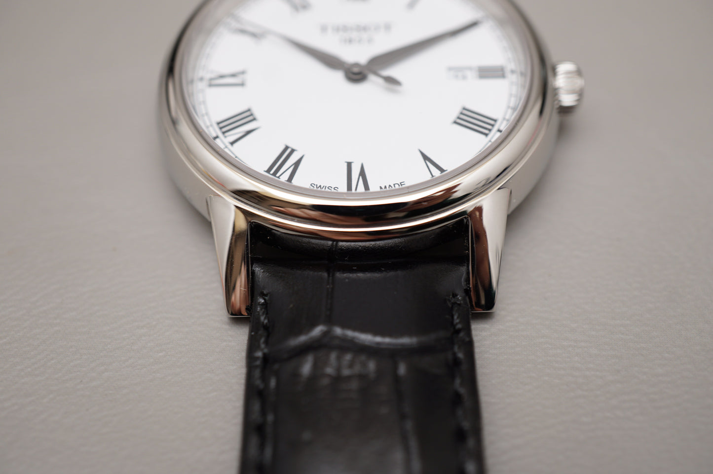 Tissot T085.410.16.013.00 White Dial Black Leather Swiss Quartz Watch