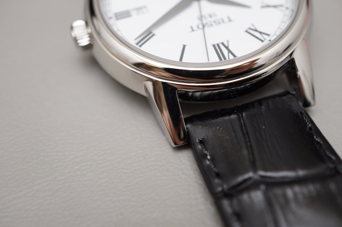 Tissot T085.410.16.013.00 White Dial Black Leather Swiss Quartz Watch