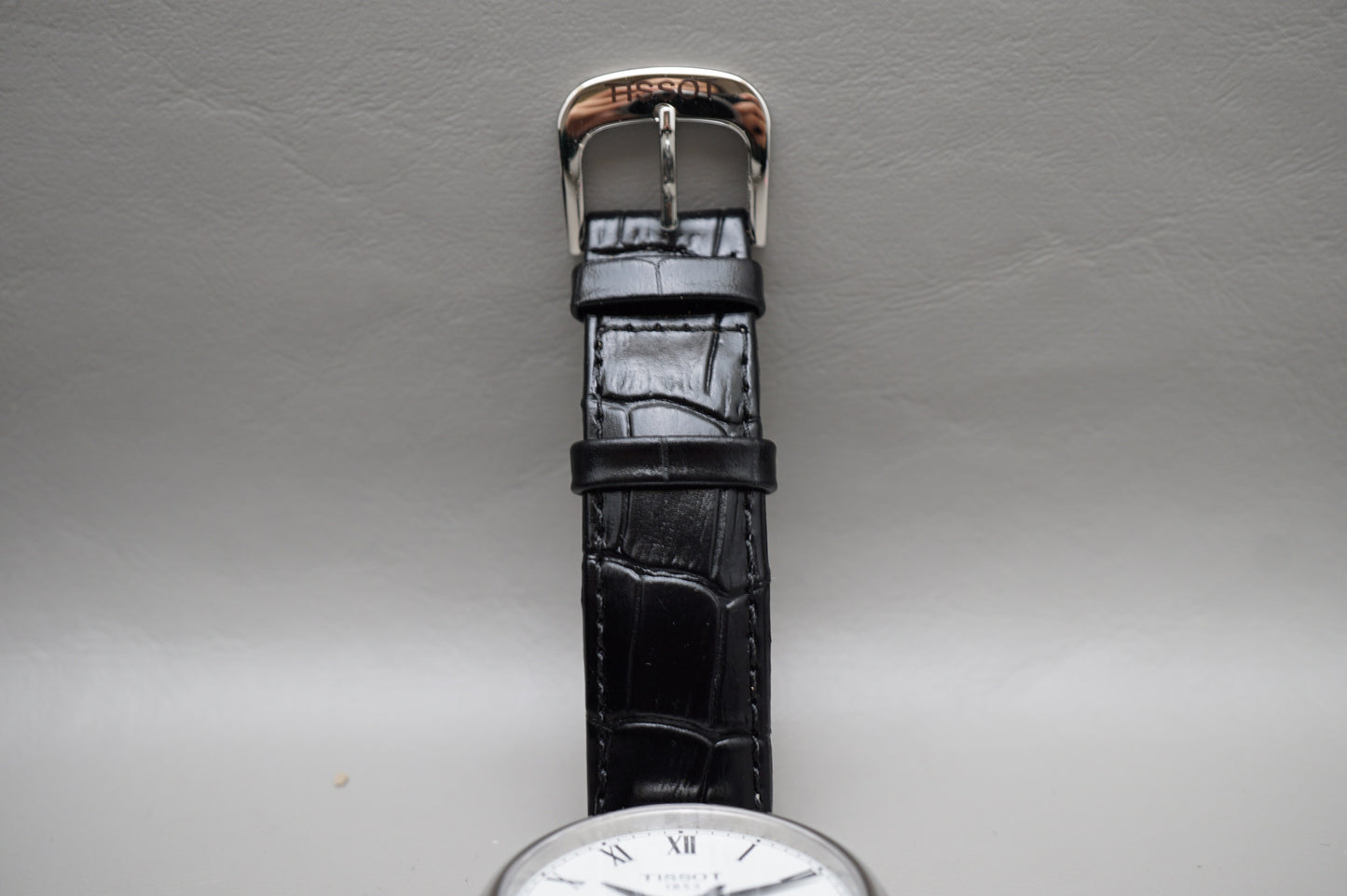 Tissot T085.410.16.013.00 White Dial Black Leather Swiss Quartz Watch