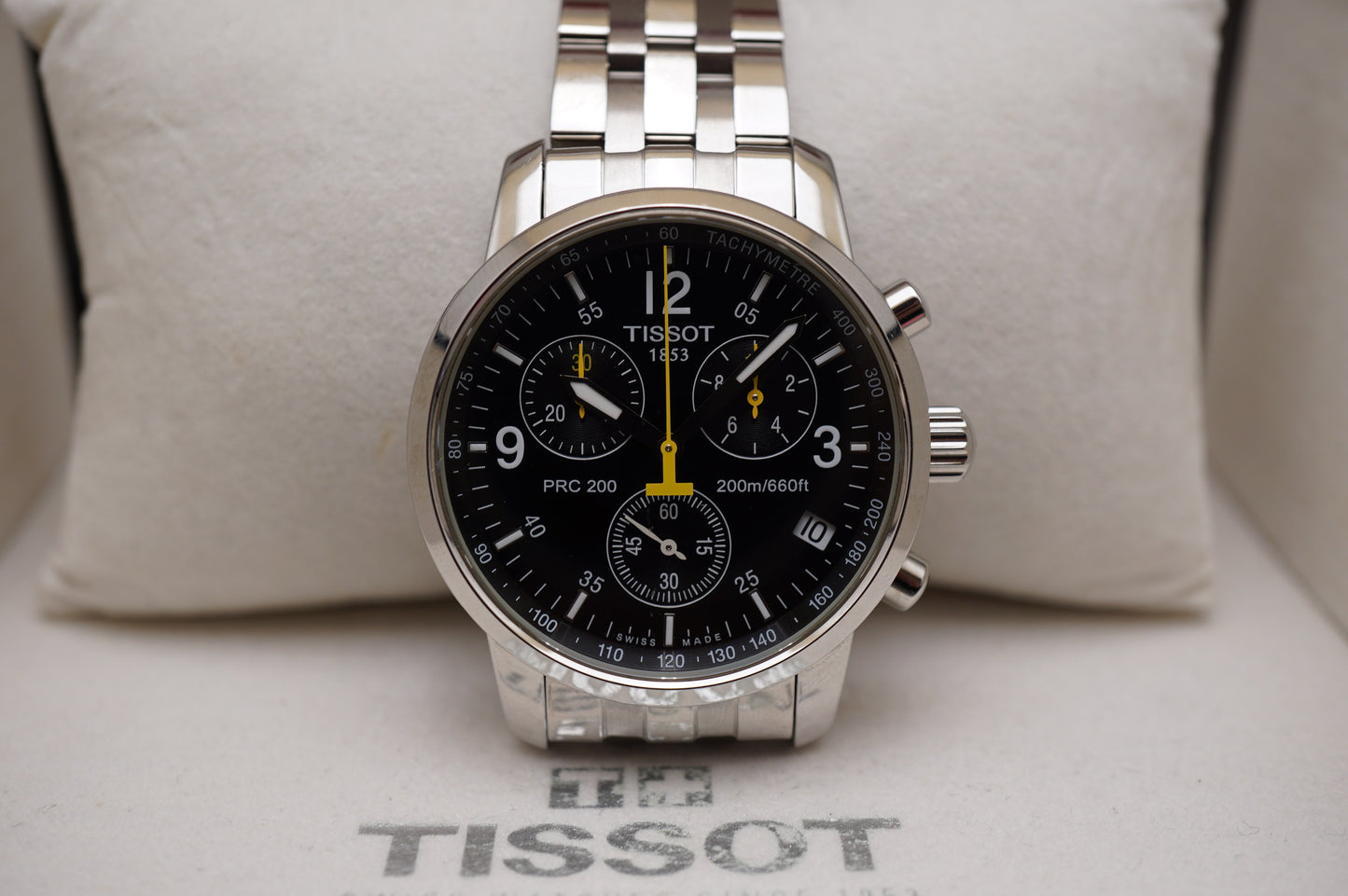 Tissot PRC 200 T461 Black Yellow Dial Quartz Chronograph Watch