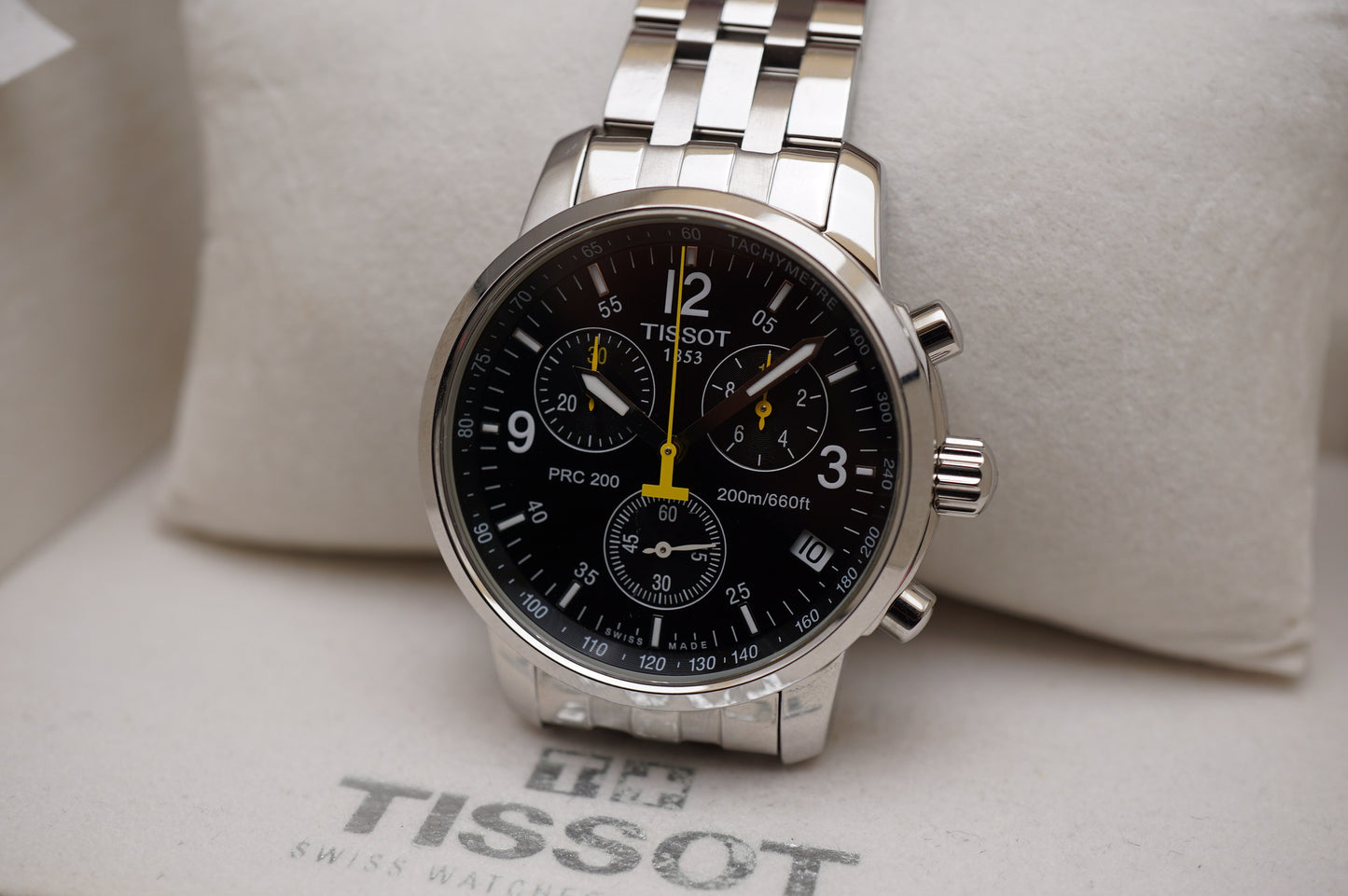 Tissot PRC 200 T461 Black Yellow Dial Quartz Chronograph Watch