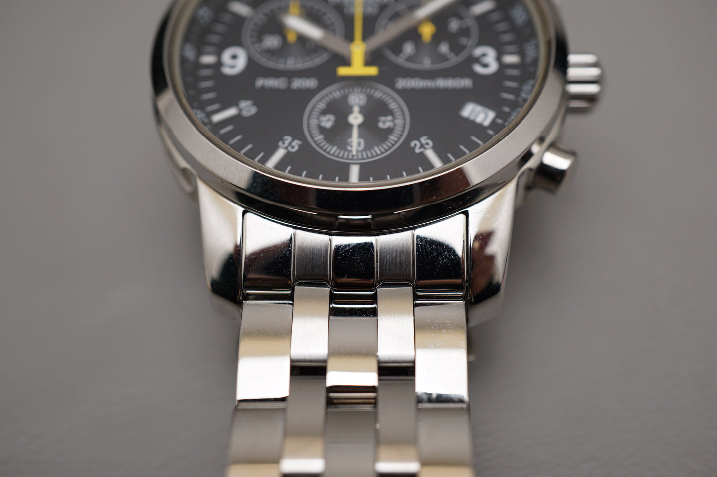 Tissot PRC 200 T461 Black Yellow Dial Quartz Chronograph Watch