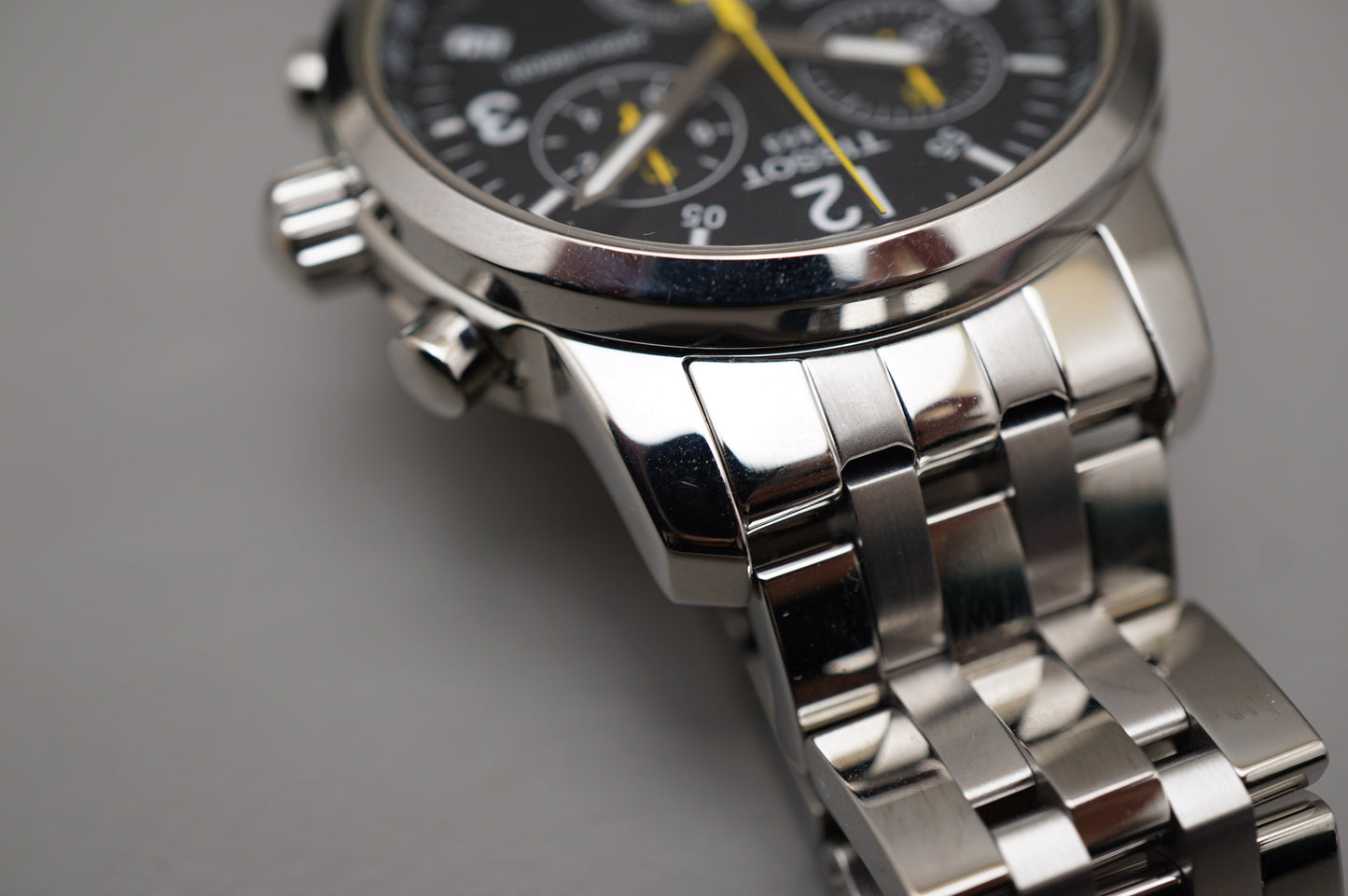 Tissot PRC 200 T461 Black Yellow Dial Quartz Chronograph Watch