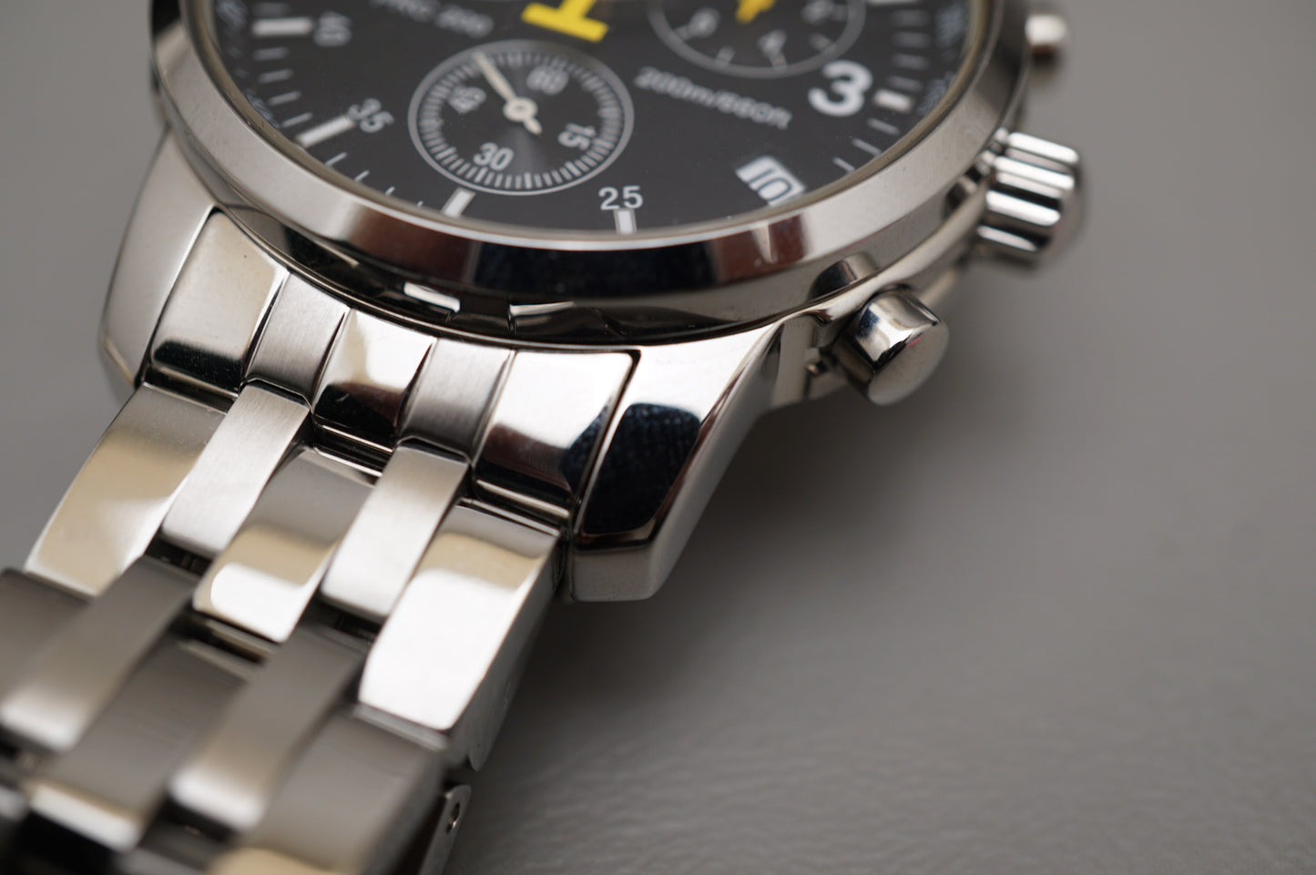 Tissot PRC 200 T461 Black Yellow Dial Quartz Chronograph Watch
