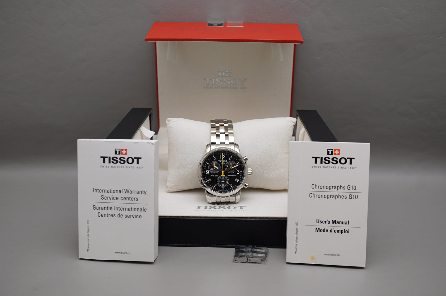 Tissot PRC 200 T461 Black Yellow Dial Quartz Chronograph Watch