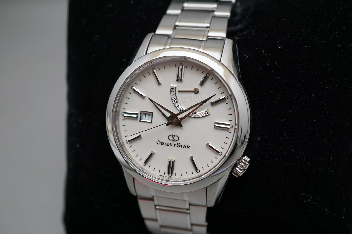 Orient Star EL00-C0-B White Dial Power Reserve Display Back Automatic Watch