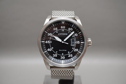 Citizen J810-S090822 Aviator Eco-Drive Stainless Steel Solar Quartz Pilots Watch