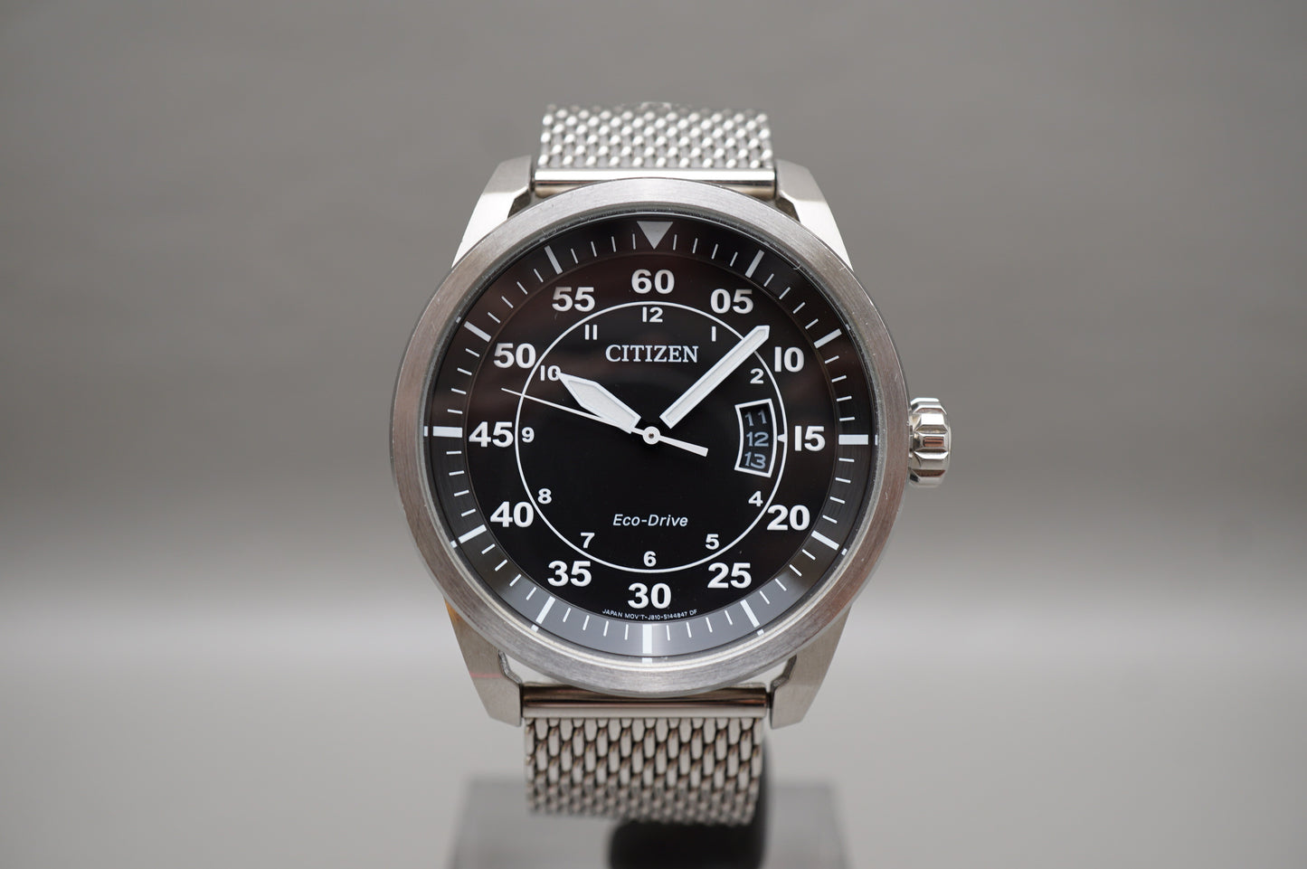 Citizen J810-S090822 Aviator Eco-Drive Stainless Steel Solar Quartz Pilots Watch